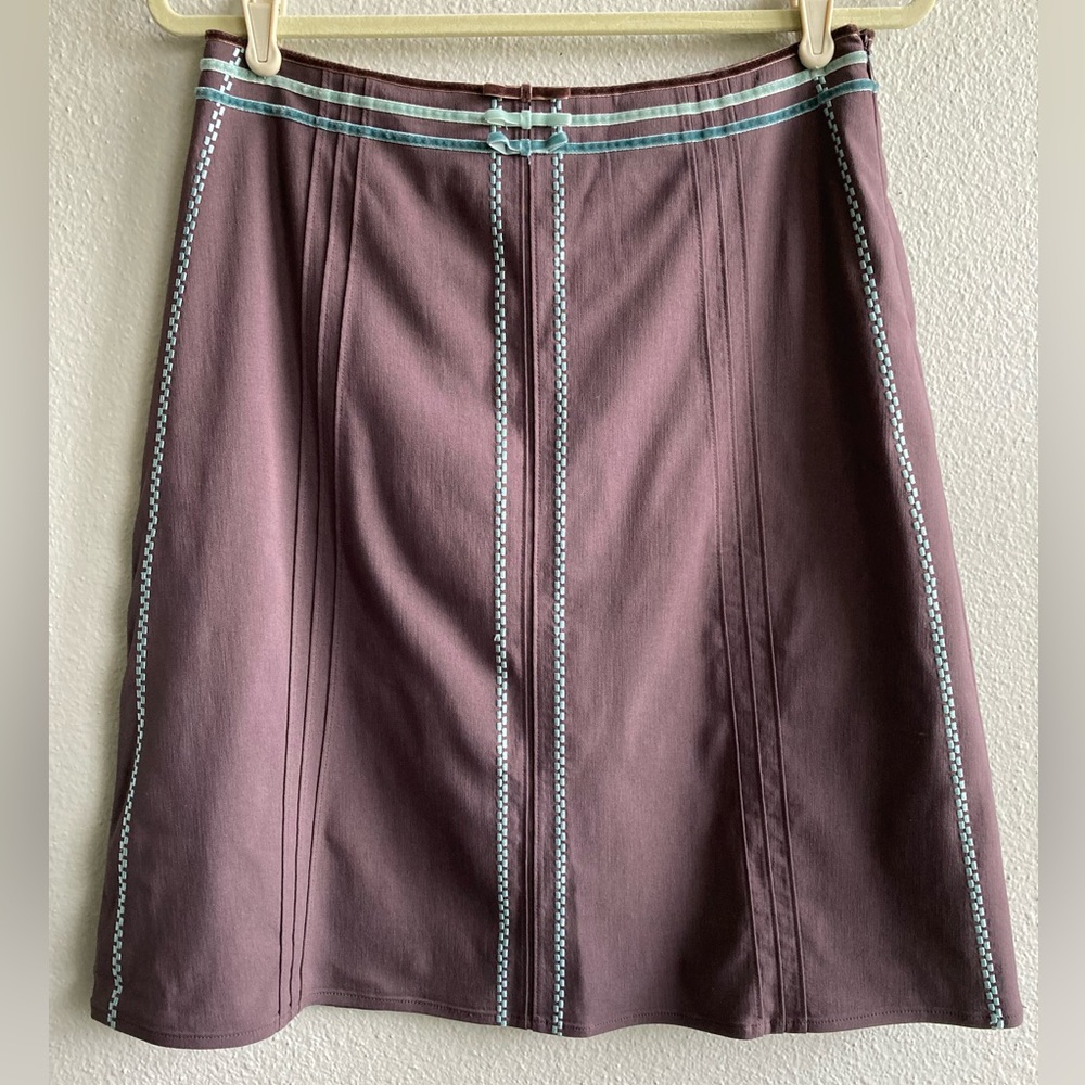 Elevenses Anthropologie Chocolate Brown and Turquoise Skirt